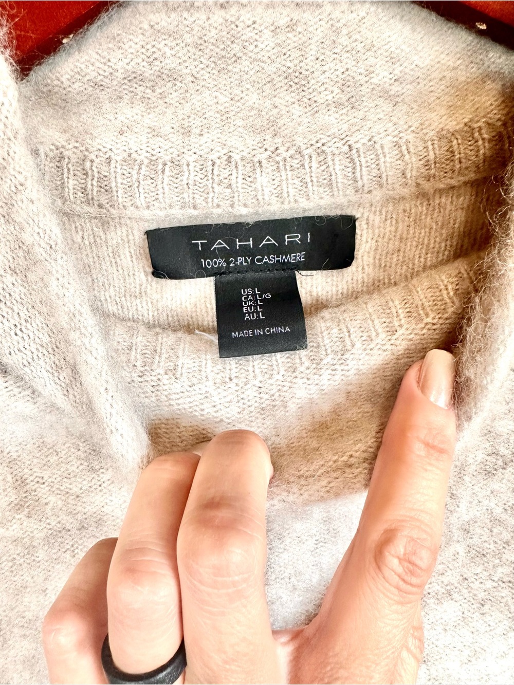 Tahari 100% 2-Ply Cashmere Mock Neck Womens Sweater L Soft Luxury Knit - Picture 6 of 12